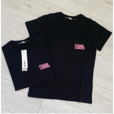 Karl Lagerfeld tričko čierne s ružovým logom 